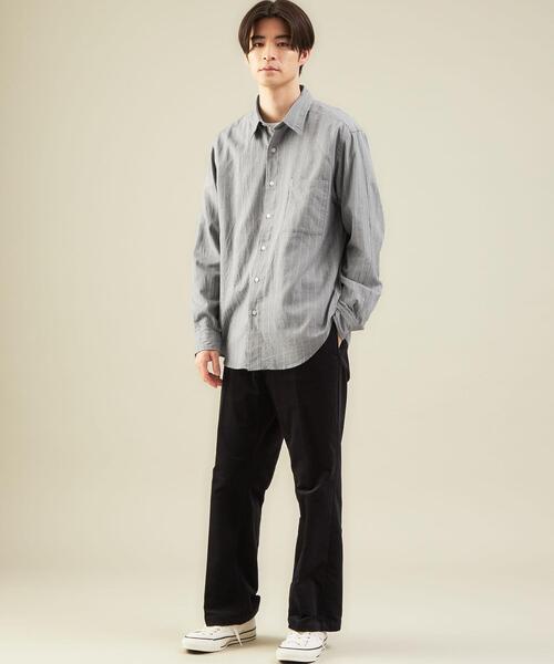 green label relaxing（グリーンレーベルリラクシング）の「ウール ブレンド ビエラ レギュラーカラー シャツ（シャツ/ブラウス・メンズ・ネイビー/グレー/モカ・S/M/L）」の8枚目の写真