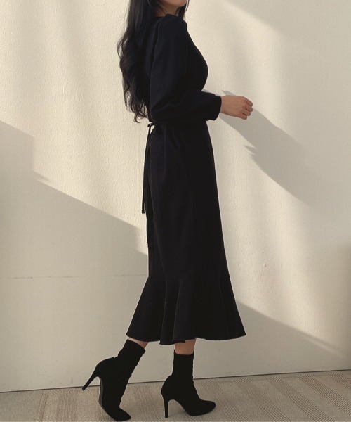 Diosfront(ディオスフロント)の「フロントギャザーマーメイドワンピース(ワンピース・レディース・ブラック/ベージュ/ローズ・M/L)」の17枚目の写真