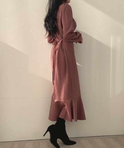 Diosfront(ディオスフロント)の「フロントギャザーマーメイドワンピース(ワンピース・レディース・ブラック/ベージュ/ローズ・M/L)」の15枚目の写真