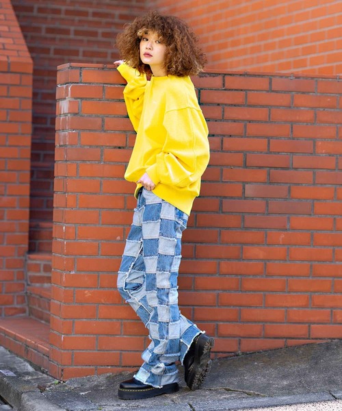 X-girl（エックスガール）の「REVERSE SWEAT TOP（スウェット・レディース・アッシュ/イエロー/ブラック・XL/S/L/M）」の6枚目の写真