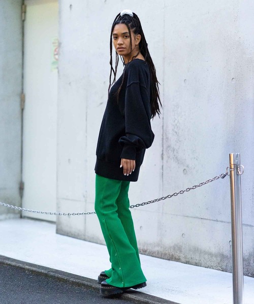 X-girl（エックスガール）の「REVERSE SWEAT TOP（スウェット・レディース・アッシュ/イエロー/ブラック・XL/S/L/M）」の7枚目の写真