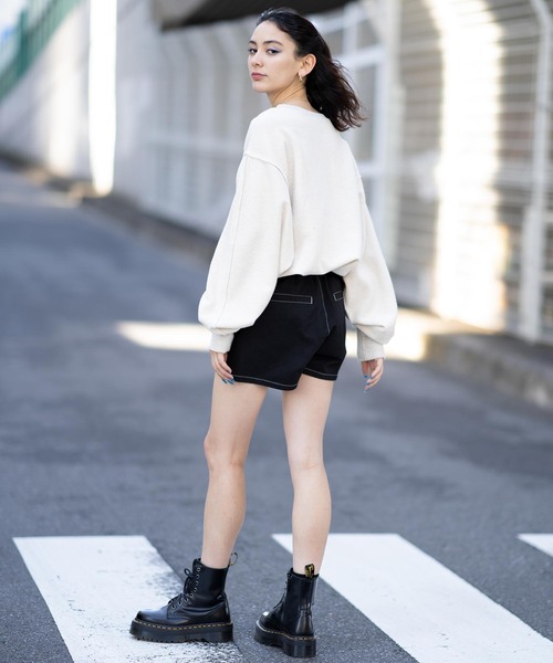 X-girl（エックスガール）の「REVERSE SWEAT TOP（スウェット・レディース・アッシュ/イエロー/ブラック・XL/S/L/M）」の20枚目の写真