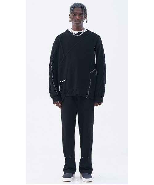 HARSH AND CRUEL(ハーシュアンドクルーエル)の「【Harsh and Cruel】Irregular Design Black Sweater HC21AW05(ニット/セーター・メンズ・ブラック・M/XL/L)」の6枚目の写真