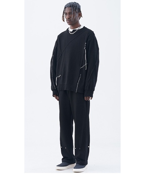 HARSH AND CRUEL(ハーシュアンドクルーエル)の「【Harsh and Cruel】Irregular Design Black Sweater HC21AW05(ニット/セーター・メンズ・ブラック・M/XL/L)」の8枚目の写真