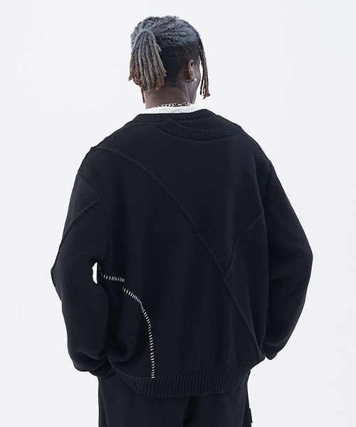 HARSH AND CRUEL(ハーシュアンドクルーエル)の「【Harsh and Cruel】Irregular Design Black Sweater HC21AW05(ニット/セーター・メンズ・ブラック・M/XL/L)」の4枚目の写真