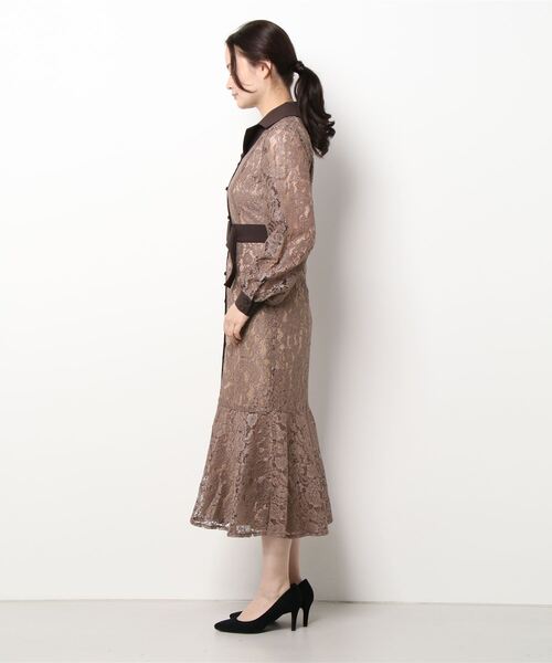 特別価格 販売 配色レース長袖ワンピース ワンピース Miia ミーア のファッション 卸売価格 Arenatheatre Net