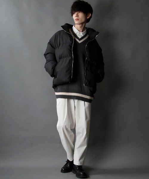 SITRY(シトリー)の「acrylic bulky Childen Knit vest/アクリルバルキー チルデン ニットベスト(ベスト・メンズ・チャコールグレー/グレイッシュブルー/オフホワイト/グリーン/ブラック/モカ・L/M/XL)」の22枚目の写真