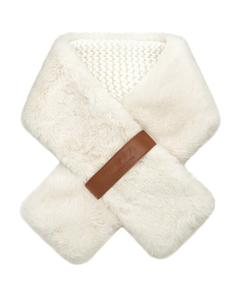 PAUL&JOE（ポールアンドジョー）の「フェイクファー ×ニット マフラー（マフラー・レディース・オフホワイト/ピンク/カーキ・FREE）」の4枚目の写真