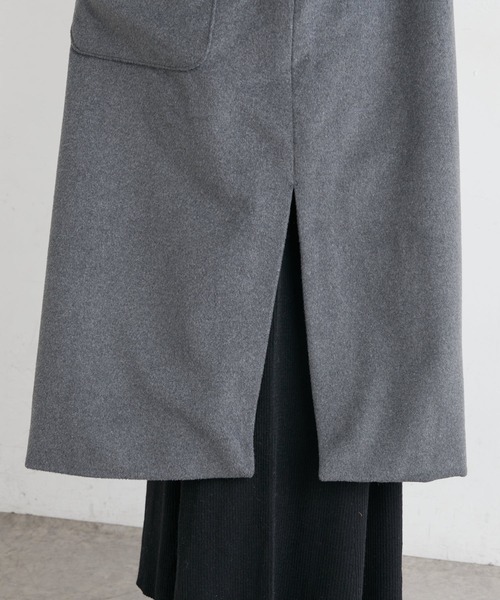 PUAL CE CIN(ピュアルセシン)の「ウール混ボトルネックコート(ノーカラーコート・レディース・ネイビー/グレー・FREE)」の17枚目の写真