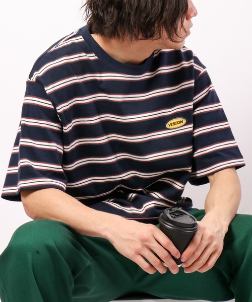 VISION STREET WEAR(ヴィジョンストリートウェア)の「VISION STREET WEAR USAコットンボーダーTee(Tシャツ/カットソー・メンズ・オフホワイト/ネイビー/チャコールグレー・M/L/LL)」の3枚目の写真