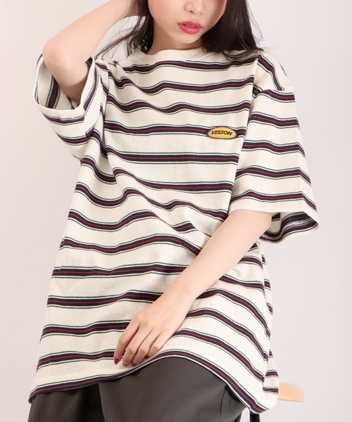 VISION STREET WEAR(ヴィジョンストリートウェア)の「VISION STREET WEAR USAコットンボーダーTee(Tシャツ/カットソー・メンズ・オフホワイト/ネイビー/チャコールグレー・M/L/LL)」の2枚目の写真