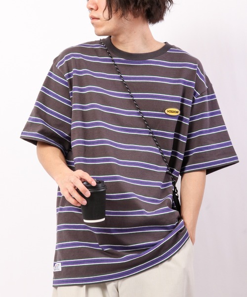 VISION STREET WEAR(ヴィジョンストリートウェア)の「VISION STREET WEAR USAコットンボーダーTee(Tシャツ/カットソー・メンズ・オフホワイト/ネイビー/チャコールグレー・M/L/LL)」の1枚目の写真