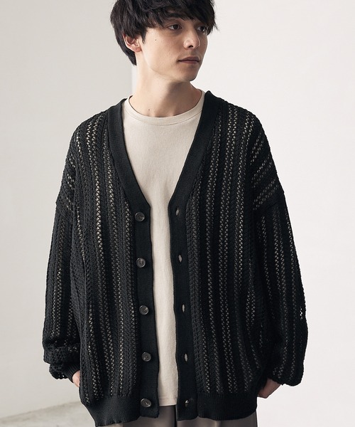 M Dior Homme カーディガン メッシュ ニット セーター ウール 黒 M Dior Homme カーディガン メッシュ ニット セーター ウール 黒