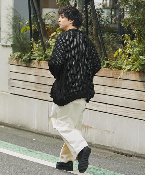 メッシュ編みボリュームニットルーズカーディガン MONO-MART│MONO