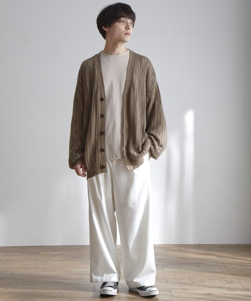 MONO-MART(モノマート)の「メッシュ編みボリュームニットルーズカーディガン(カーディガン/ボレロ・メンズ・モカ/パープル系/グレイッシュブルー/ブラック/ライトグレー/チャコール・M/L)」の19枚目の写真