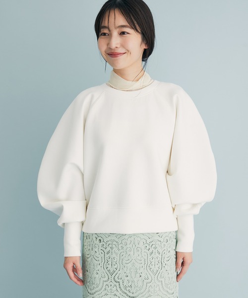 美品 ノーブル ダンボール素材 ボリュームスリーブ スウェット 白ゆったり 楽天市場】送料無料 トレーナー ダンボールニット ボリューム袖
