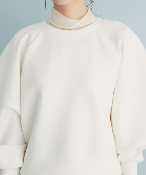 VIS（ビス）の「軽くソフトな肌触り。スフレタッチボリュームスリーブプルオーバー（スウェット・レディース・ネイビー/オフホワイト/ピンク・FREE）」の14枚目の写真