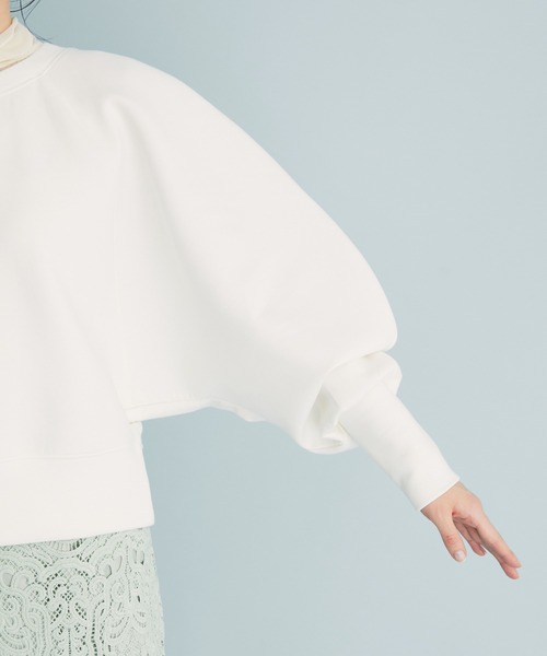 VIS（ビス）の「軽くソフトな肌触り。スフレタッチボリュームスリーブプルオーバー（スウェット・レディース・ネイビー/オフホワイト/ピンク・FREE）」の15枚目の写真