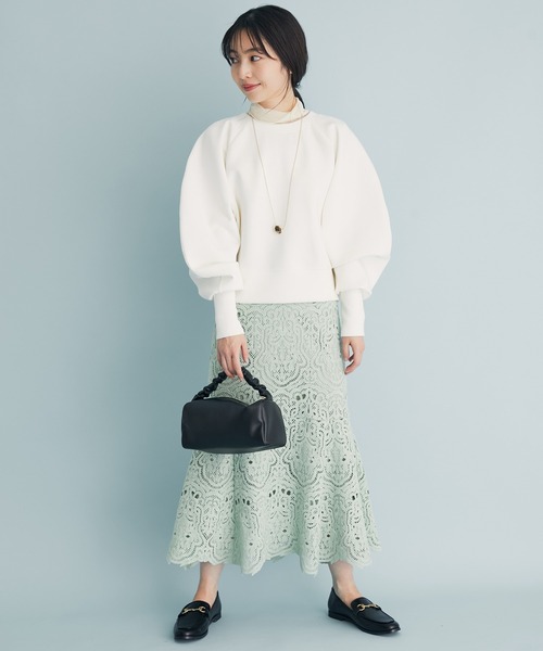 VIS（ビス）の「軽くソフトな肌触り。スフレタッチボリュームスリーブプルオーバー（スウェット・レディース・ネイビー/オフホワイト/ピンク・FREE）」の18枚目の写真