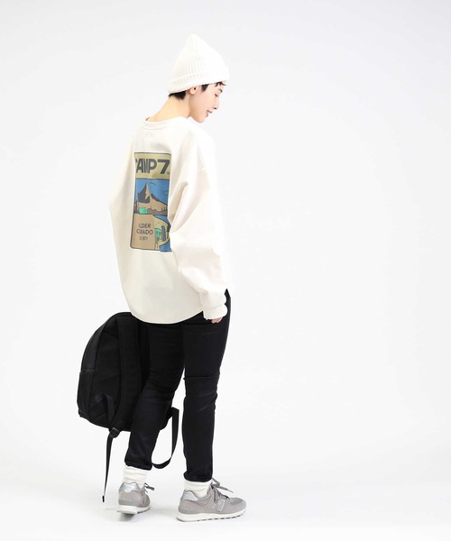 CAMP7（キャンプセブン）の「【CAMP7】イラストプリントロンＴ（Tシャツ/カットソー・レディース・ダークグレー/オフホワイト/イエロー・M/L）」の8枚目の写真