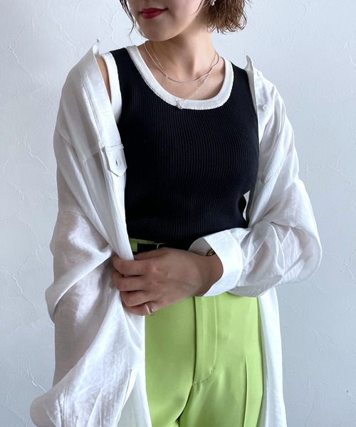 PAGEBOY（ページボーイ）の「リンガーニットタンク（タンクトップ・レディース・ブラック/オフホワイト・FREE）」の15枚目の写真