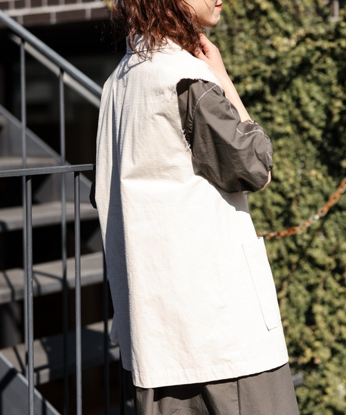 CIAOPANIC TYPY（チャオパニックティピー）の「配色ステッチボリュームスリーブワンピース（ワンピース・レディース・ホワイト/チャコールグレー/ベージュ・ONE SIZE）」の21枚目の写真