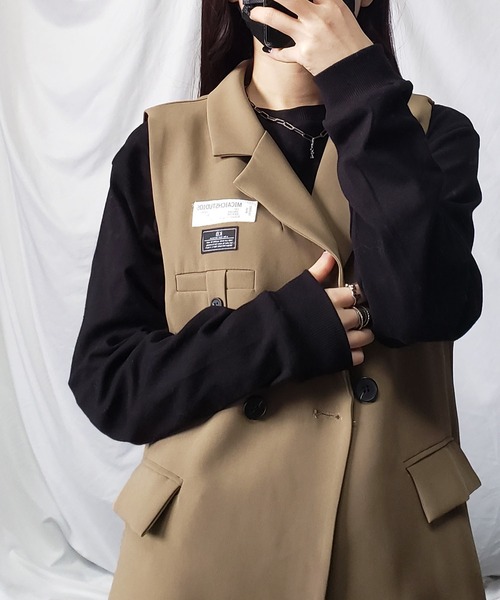 me+em select（ミームセレクト）の「バックスリットTAGテーラードジレベスト（ベスト・レディース・ダークベージュ・FREE）」の7枚目の写真