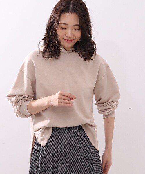 DRESKIP（ドレスキップ）の「◆コンパクト裏毛パ－カー（パーカー・レディース・グリーン/グレー系その他/ナチュラル/オフホワイト・02/03/04）」の4枚目の写真