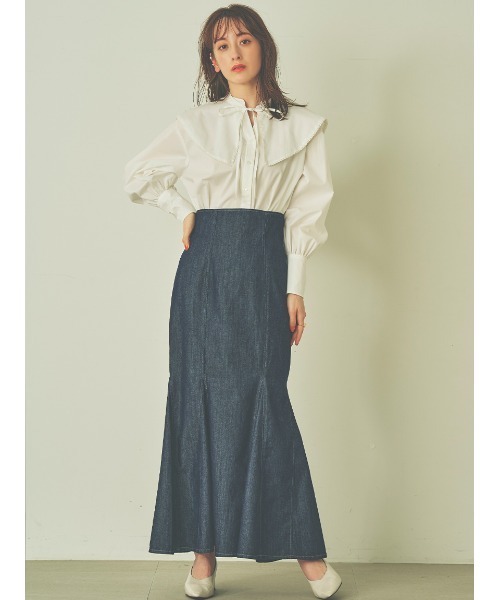 Stylevoice for xxx(スタイルヴォイスフォー)の「マーメイドデニムスカート(スカート・レディース・ライトブルー/インディゴブルー・SMALL/MEDIUM)」の3枚目の写真