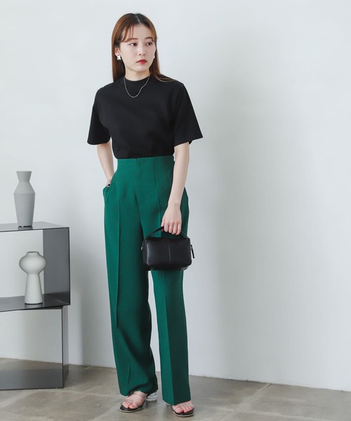 SENSE OF PLACE by URBAN RESEARCH(センスオブプレイスバイアーバンリサーチ)の「オーガニックコットンハイネックTシャツ(半袖)(Tシャツ/カットソー・レディース・ブラック/レッド/オフホワイト/イエロー/グリーン/ライトベージュ・ONE)」の13枚目の写真