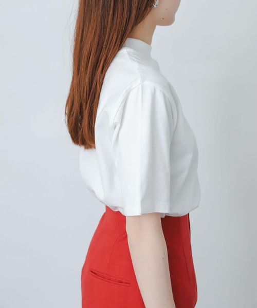 SENSE OF PLACE by URBAN RESEARCH(センスオブプレイスバイアーバンリサーチ)の「オーガニックコットンハイネックTシャツ(半袖)(Tシャツ/カットソー・レディース・ブラック/レッド/オフホワイト/イエロー/グリーン/ライトベージュ・ONE)」の9枚目の写真