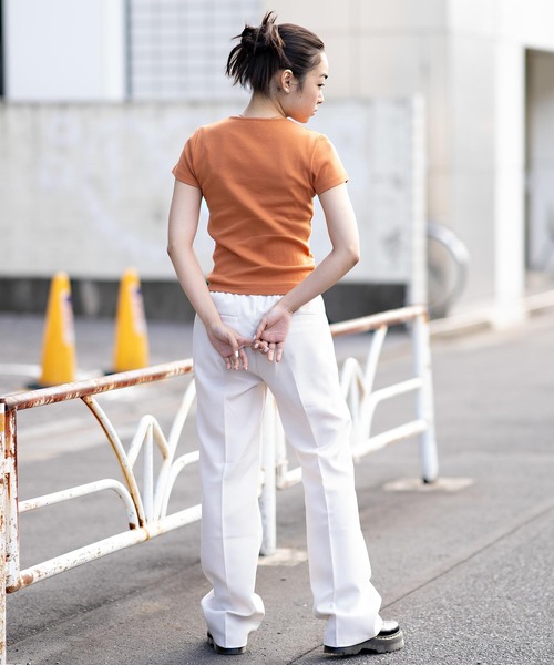 X-girl（エックスガール）の「ONE STAR S/S BABY TEE（Tシャツ/カットソー・レディース・チャコール/オレンジ/ホワイト・M/S）」の17枚目の写真