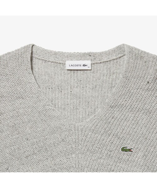 LACOSTE（ラコステ）の「リネンコットンVネックニットセーター（ニット/セーター・レディース・ブルー/ヘザーグレー・40/38/36/34）」の4枚目の写真