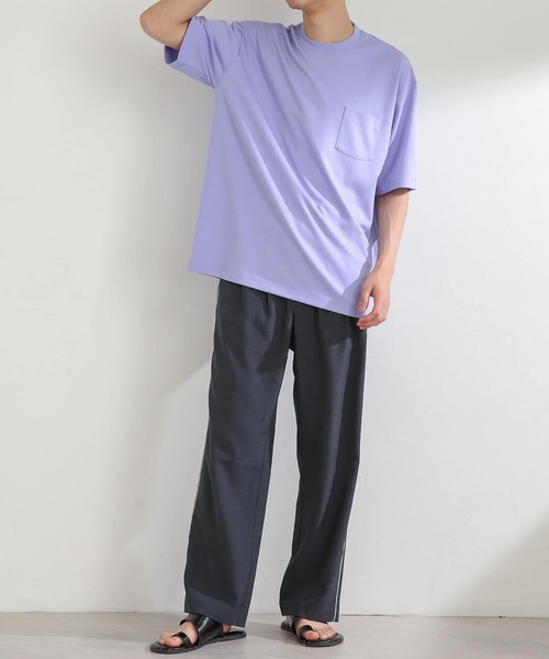 SENSE OF PLACE by URBAN RESEARCH（センスオブプレイスバイアーバンリサーチ）の「ポンチポケットTシャツ(5分袖)（Tシャツ/カットソー・メンズ・グリーン/ブラック/ホワイト/ライトベージュ/パープル・LARGE/MEDIUM）」の8枚目の写真