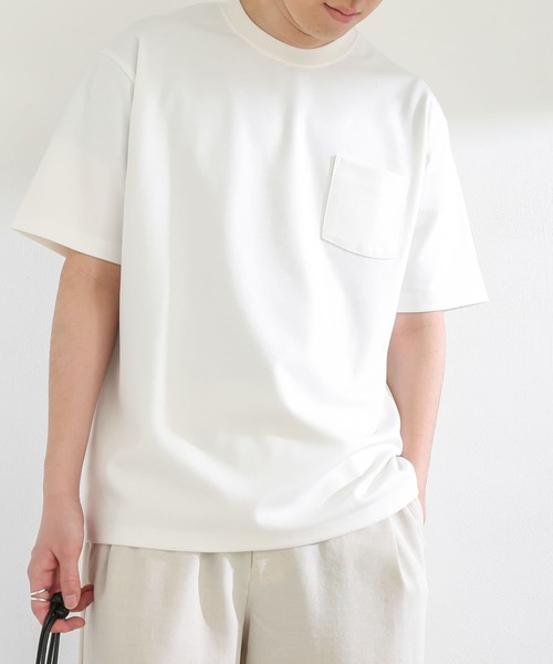 SENSE OF PLACE by URBAN RESEARCH（センスオブプレイスバイアーバンリサーチ）の「ポンチポケットTシャツ(5分袖)（Tシャツ/カットソー・メンズ・グリーン/ブラック/ホワイト/ライトベージュ/パープル・LARGE/MEDIUM）」の16枚目の写真