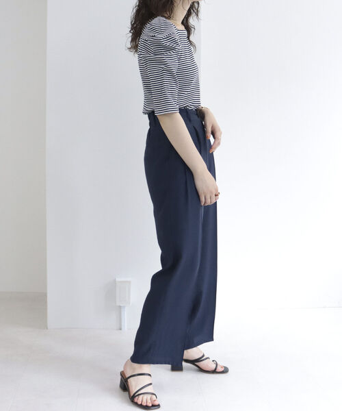 fredy emue(フレディエミュ)の「テレコボーダー袖ボリューム半袖プルオーバー(Tシャツ/カットソー・レディース・ホワイト×ブラック/ブラウン系その他3/グリーン系その他3/ピンク系その他3・38)」の5枚目の写真