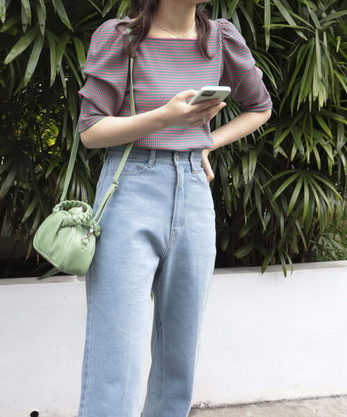 fredy emue(フレディエミュ)の「テレコボーダー袖ボリューム半袖プルオーバー(Tシャツ/カットソー・レディース・ホワイト×ブラック/ブラウン系その他3/グリーン系その他3/ピンク系その他3・38)」の13枚目の写真