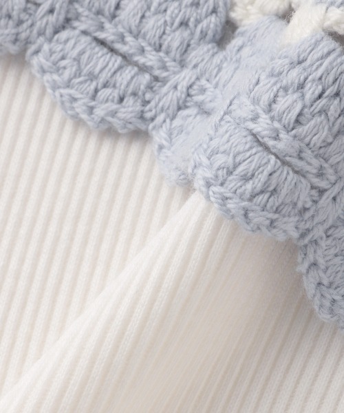 LOVETOXIC(ラブトキシック)の「クロシェ編ビスチェSET(アンサンブル・キッズ・オフホワイト/サックスブルー・L/S/M)」の10枚目の写真