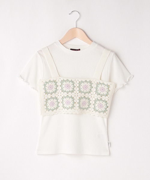 LOVETOXIC(ラブトキシック)の「クロシェ編ビスチェSET(アンサンブル・キッズ・オフホワイト/サックスブルー・L/S/M)」の14枚目の写真