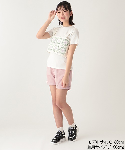 LOVETOXIC(ラブトキシック)の「クロシェ編ビスチェSET(アンサンブル・キッズ・オフホワイト/サックスブルー・L/S/M)」の16枚目の写真