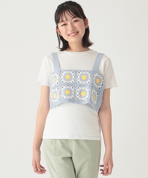 LOVETOXIC(ラブトキシック)の「クロシェ編ビスチェSET(アンサンブル・キッズ・オフホワイト/サックスブルー・L/S/M)」の18枚目の写真