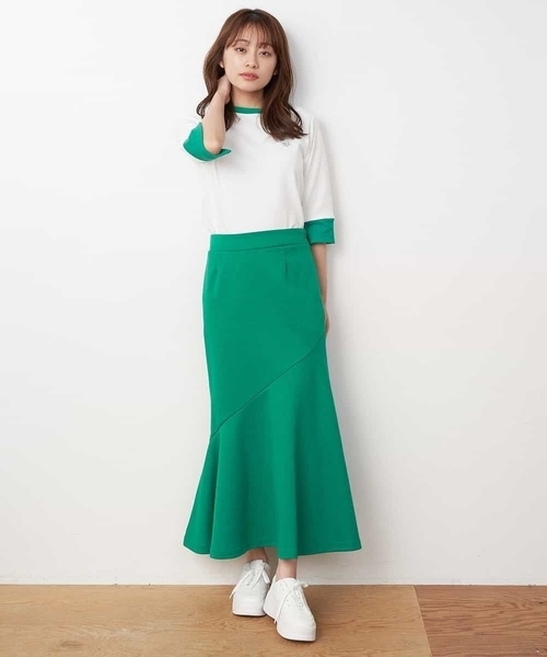 A de a.v.v（アードアー・ヴェ・ヴェ）の「［SET UP対応］マーメイドスウェットスカート（スカート・レディース・グリーン/ホワイト/ブラック・SMALL/MEDIUM）」の4枚目の写真