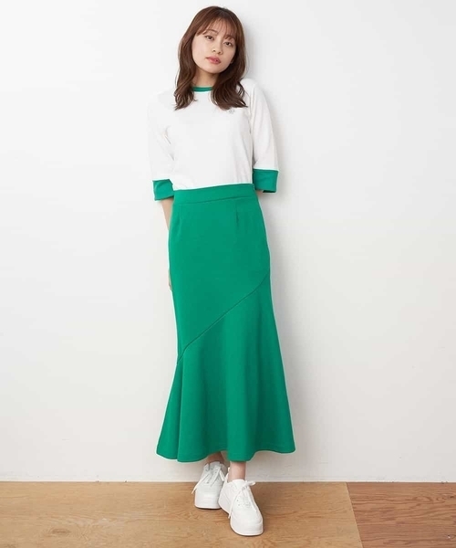 A de a.v.v（アードアー・ヴェ・ヴェ）の「［SET UP対応］マーメイドスウェットスカート（スカート・レディース・グリーン/ホワイト/ブラック・SMALL/MEDIUM）」の5枚目の写真