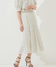 Tiara | サテンドットプリント切り替えマーメイドフレアスカート(スカート)