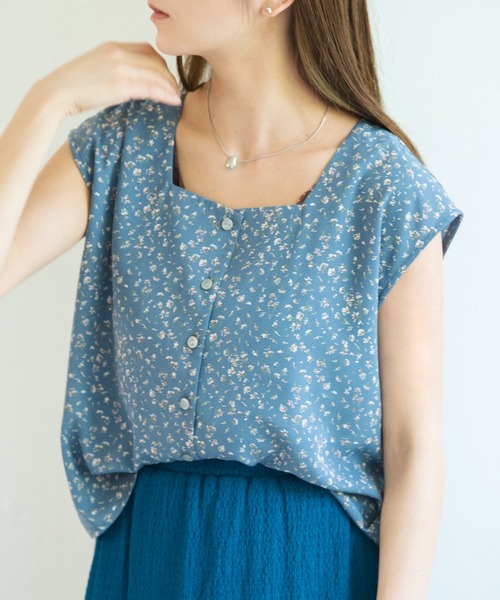 Crisp（クリスプ）の「フラワーフレンチブラウス（シャツ/ブラウス・レディース・レッド/ブルー・FREE）」の6枚目の写真