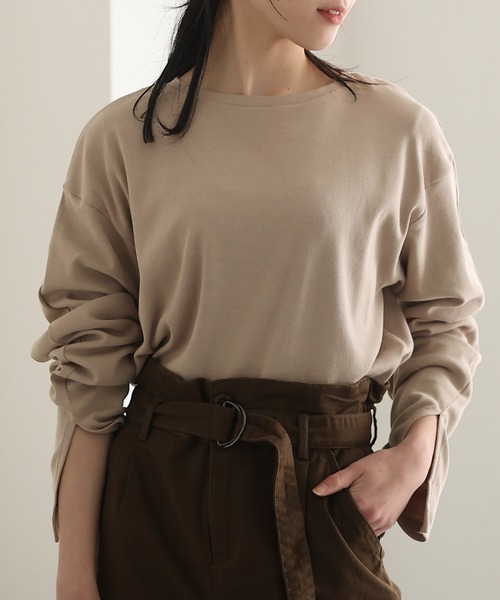 ElegChic(エレグシック)の「スリット スリーブカットソー 長袖 (Tシャツ/カットソー・レディース・ブラック/ベージュ/オフホワイト/杢グレー・4L/M/XL)」の13枚目の写真