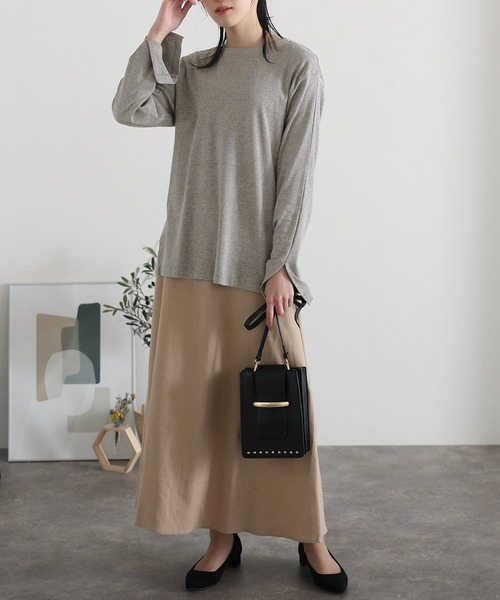 ElegChic(エレグシック)の「スリット スリーブカットソー 長袖 (Tシャツ/カットソー・レディース・ブラック/ベージュ/オフホワイト/杢グレー・4L/M/XL)」の20枚目の写真