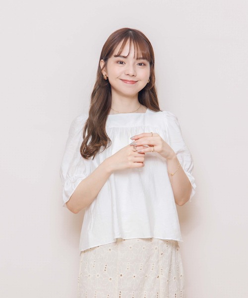 flower(フラワー)の「エアリーリボンハーフトップ(シャツ/ブラウス・レディース・ホワイト/ブラック/パープル/カーキ・FREE)」の20枚目の写真