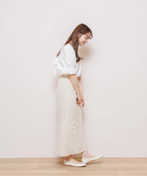 flower(フラワー)の「エアリーリボンハーフトップ(シャツ/ブラウス・レディース・ホワイト/ブラック/パープル/カーキ・FREE)」の21枚目の写真