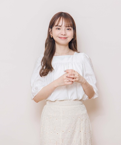 flower(フラワー)の「エアリーリボンハーフトップ(シャツ/ブラウス・レディース・ホワイト/ブラック/パープル/カーキ・FREE)」の16枚目の写真